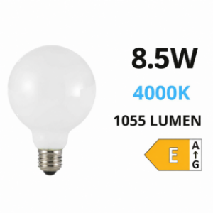 Life lampadina globo milky e27 led 8,5w 4000k 1055lm vetro bianco