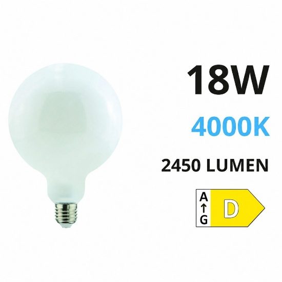 Lampadina life e27 led 18w 4000k 2450lm globo vetro bianco milky
