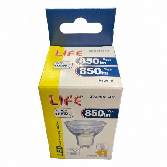 Lampadina vetro gu10 led 4000k 6,7w 850lm ottica 60 life