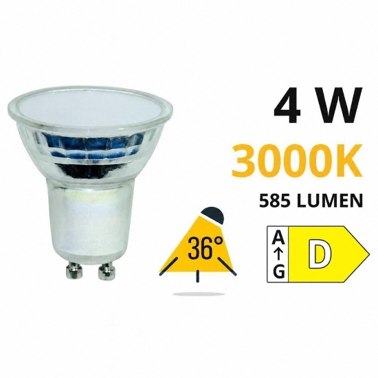 Lampadina life led gu10 4w 3000k 585 lumen ottica 36