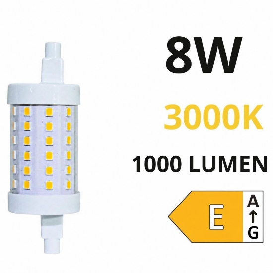 Lampadina r7s led 8w 3000k 78mm 1000lm ottica 360 life