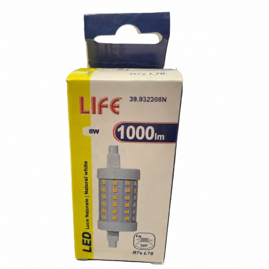 Life lampadina r7s led 8w 4000k 78mm 1000lm ottica 360