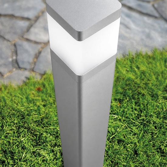 Lampioncino da esterno giardino ip65 moderno grigio perla squadrato