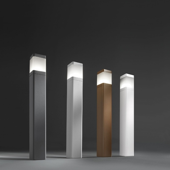 Lampioncino da esterno giardino ip65 moderno grigio perla squadrato