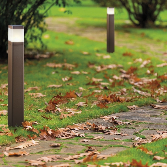 Lampioncino da esterno giardino ip65 moderno grigio perla squadrato