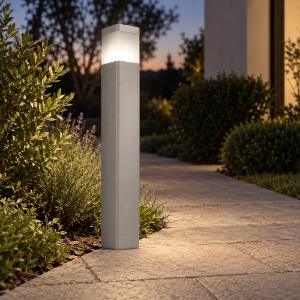 Lampione ip65 moderno da esterno giardino tortora squadrato