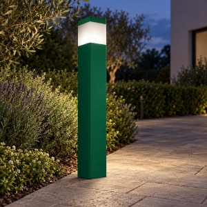 Lampione moderno da esterno giardino verde bosco ip65 squadrato
