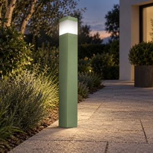 Lampione da estern giardino ip65 moderno verde salvia squadrato