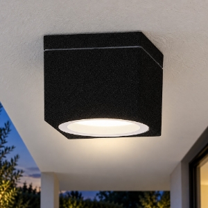 Faretto moderno a soffitto quadrato nero da esterno gx53 ip65