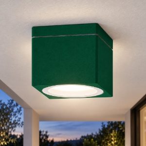 Faretto da esterno moderno quadrato verde bosco ip65 gx53 a soffitto