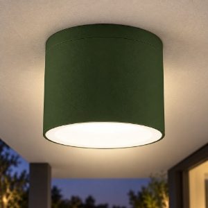 Faretto ip65 gx53 da esterno soffitto moderno cilindrico verde oliva vetro