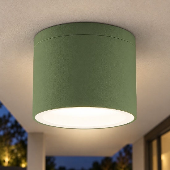 Faretto da esterno soffitto ip65 gx53 tondo moderno verde salvia