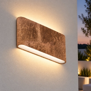 Applique led 12w cct 3000k 4000k ip65 da esterno moderna rettangolare foglia rame