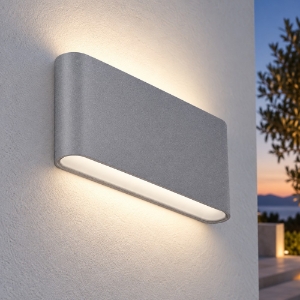 Applique da esterno led 12w cct 3000k 4000k ip65 moderna grigio perla