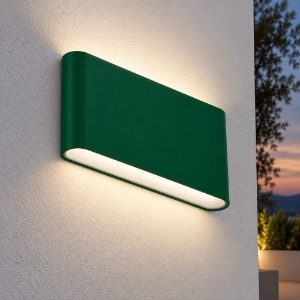 Applique da esterno moderna rettangolare verde bosco led 12w cct 3000k 4000k ip65