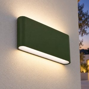 Applique led 12w cct 3000k 4000k ip65 da esterno moderna rettangolare verde oliva