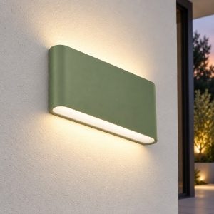 Applique da esterno per balcone led 12w cct 3000k 4000k ip65 rettangolare moderna verde salvia