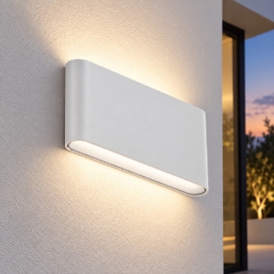 Applique da esterno led 12w cct 3000k 4000k ip65 moderna rettangolare bianca
