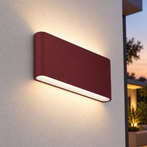 Applique piatta moderna da esterno bordeaux led 12w cct 3000k 4000k ip65