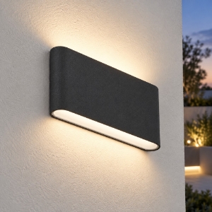 Applique moderna rettangolare antracite da esterno led 12w cct 3000k 4000k ip65