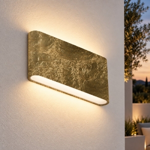 Applique led 12w cct 3000k 4000k ip65 moderna da esterno rettangolare foglia oro