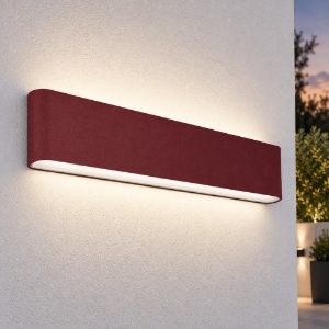 Applique rettangolare moderna da esterno bordeaux led 24w cct 3000k 4000k ip65
