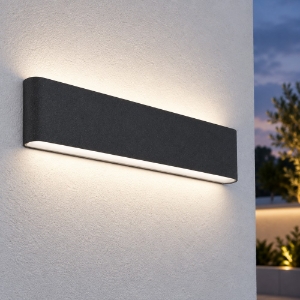 Applique moderna rettangolare antracite da esterno led 24w cct 3000k 4000k ip65 29cm
