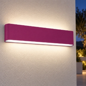 Applique led 24w cct 3000k 4000k ip65 moderna da esterno rettangolare magenta