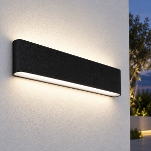 Applique moderna rettangolare nera da esterno led 24w cct 3000k 4000k ip65