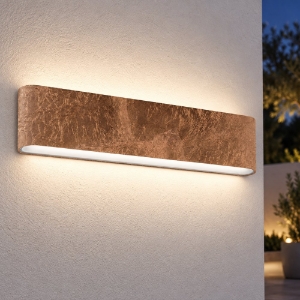 Applique led 24w cct 3000k 4000k ip65 29cm da esterno moderna rettangolare foglia rame