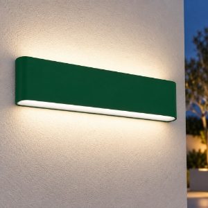 Applique da esterno moderna rettangolare verde bosco led 24w cct 3000k 4000k ip65