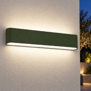 Applique led 24w cct 3000k 4000k ip65 da esterno moderna rettangolare verde oliva