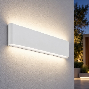 Applique da esterno led 24w cct 3000k 4000k ip65 moderna rettangolare bianca