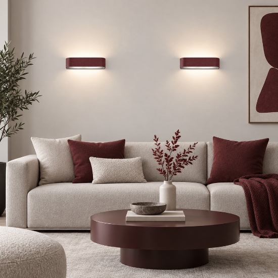 Applique led 12w cct 3000k 4000k dimmerabile da parete moderna bordeaux