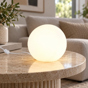Lampada da tavolo moderna sferica  vetro bianco