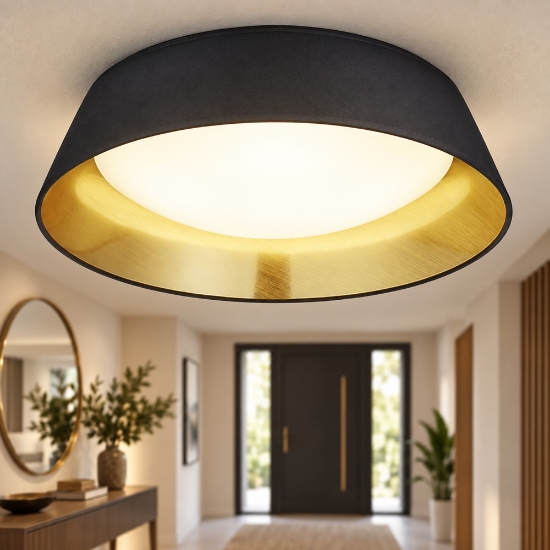 Plafoniera moderna nera led 18w 3000k per ingresso