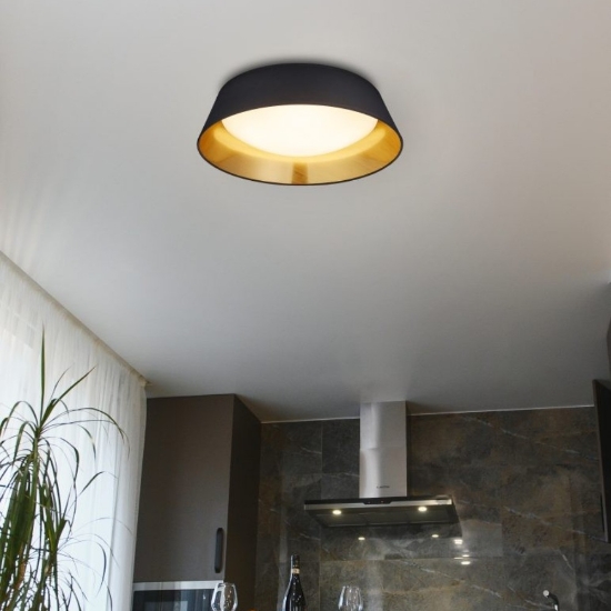 Plafoniera moderna nera led 18w 3000k per ingresso