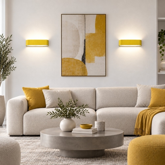 Applique led 12w cct 3000k 4000k dimmerabile moderna da parete giallo girasole