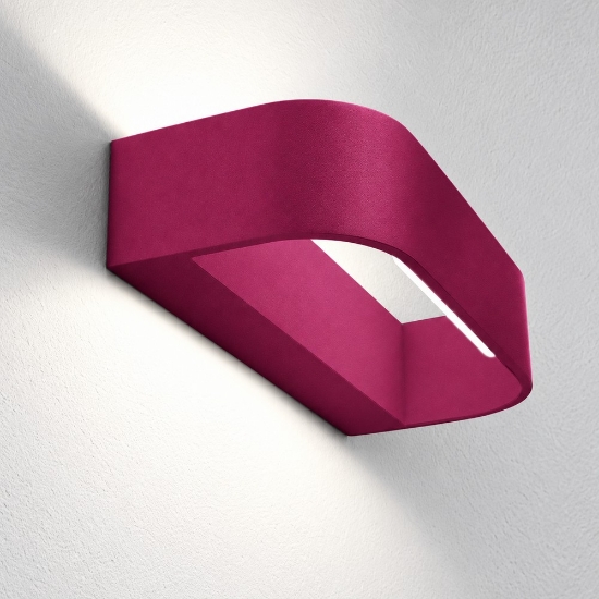 Applique led 12w cct 3000k 4000k dimmerabile moderna da parete magenta 22cm