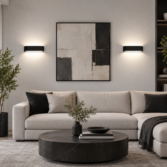 Applique da parete moderna nera led 12w cct 3000k 4000k dimmerabile 22cm