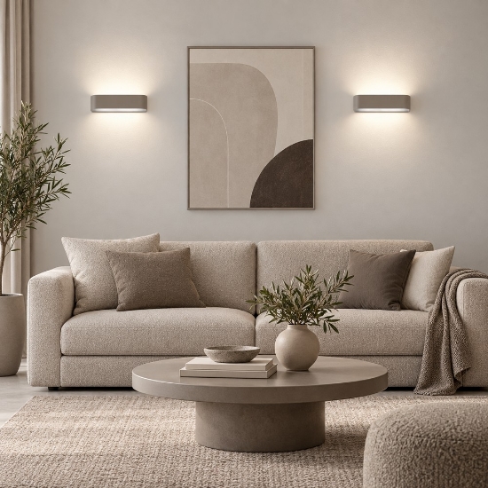 Applique led 12w cct 3000k 4000k dimmerabile 22cm moderna da parete tortora