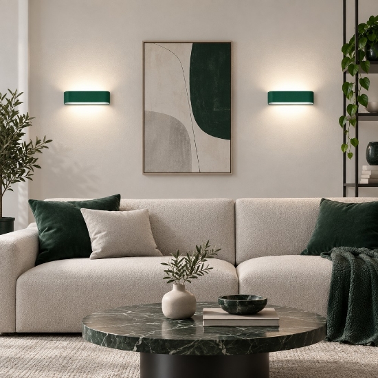 Applique da parete moderna verde bosco led 12w cct 3000k 4000k dimmerabile