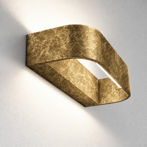 Applique led 12w cct 3000k 4000k dimmerabile moderna da parete foglia oro
