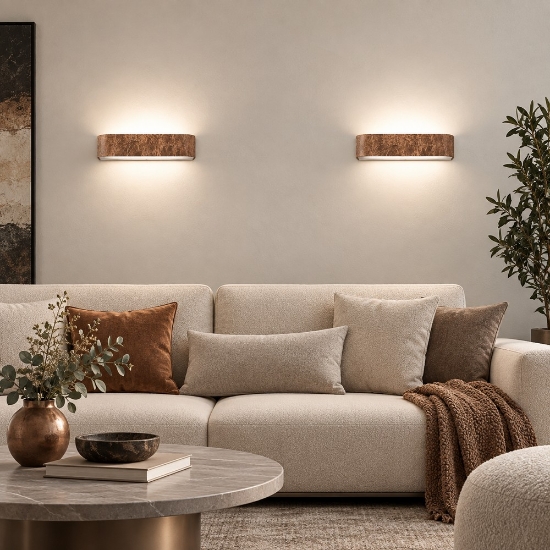 Applique led 12w cct 3000k 4000k da parete moderna foglia rame dimmerabile
