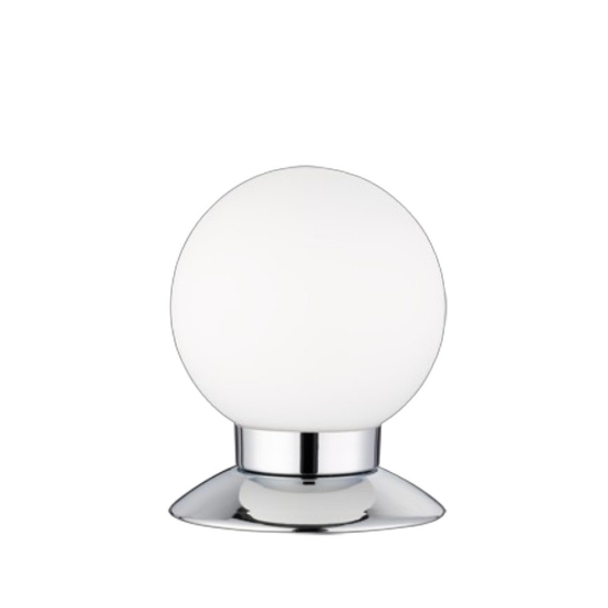 Lampada da tavolo per salotto sferica cromo lucido vetro led 3w 3000k