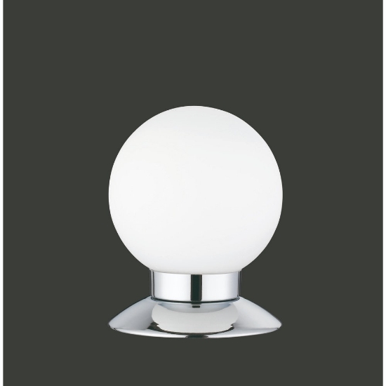 Lampada da tavolo per salotto sferica cromo lucido vetro led 3w 3000k