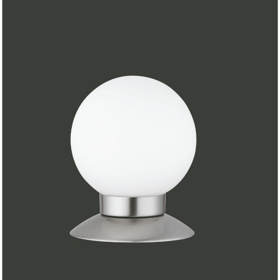 Lampada da tavolo led 3w 3000k dimmerabile sfera nichel opaco vetro