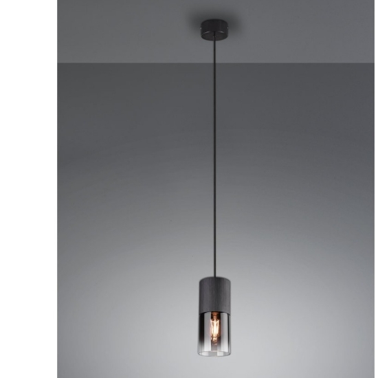 Lampada a sospensione cilindrica nero opaco vetro