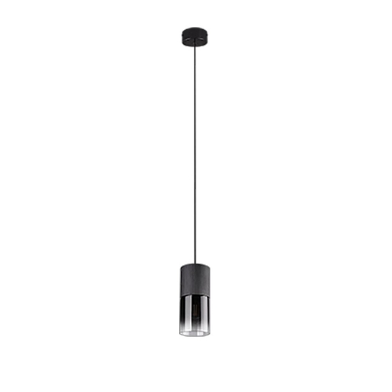 Lampada a sospensione cilindrica nero opaco vetro
