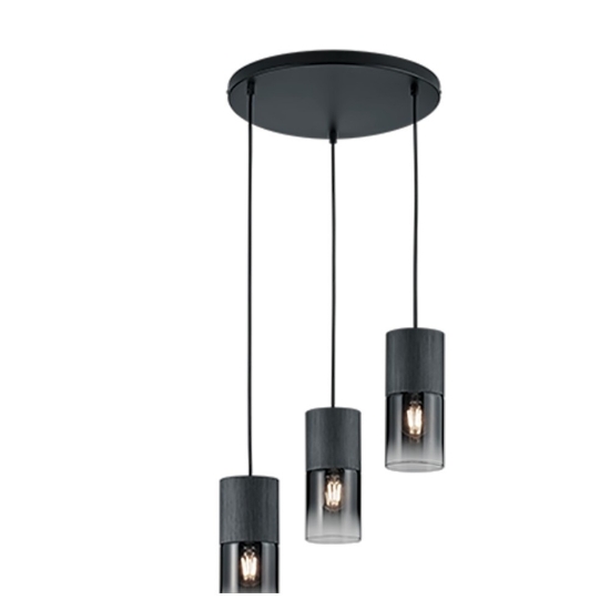Lampadario 3 luci a sospensione per tavolo da pranzo nero